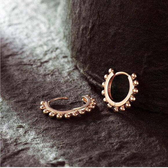 Gold 14k Gold Plated Beaded Earrings - Picture 1 of 2